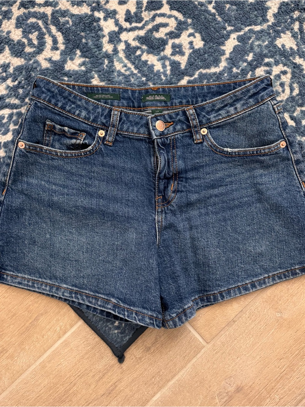 wild fable dark blue high-rise denim shorts